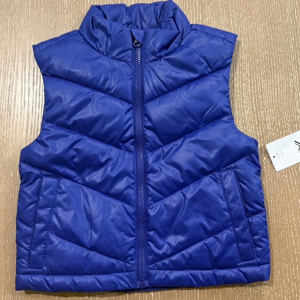 Xersion Girls Puffer Vest Blue XXS 4/5 Zip Up Lightweight Sleeveless Jacket NWT